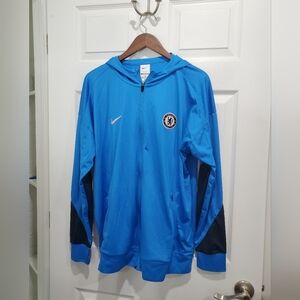 Nike Men's Blue Chelsea Football Dri-Fit Hooded Track Jacket